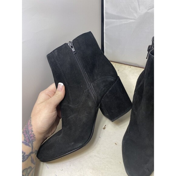 Lucky Brand Rainns Bootie Ankle Boots Chunky Heel Black Suede Size 7.5 M - Picture 8 of 10